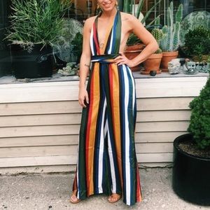 Multicolored striped jumpsuit